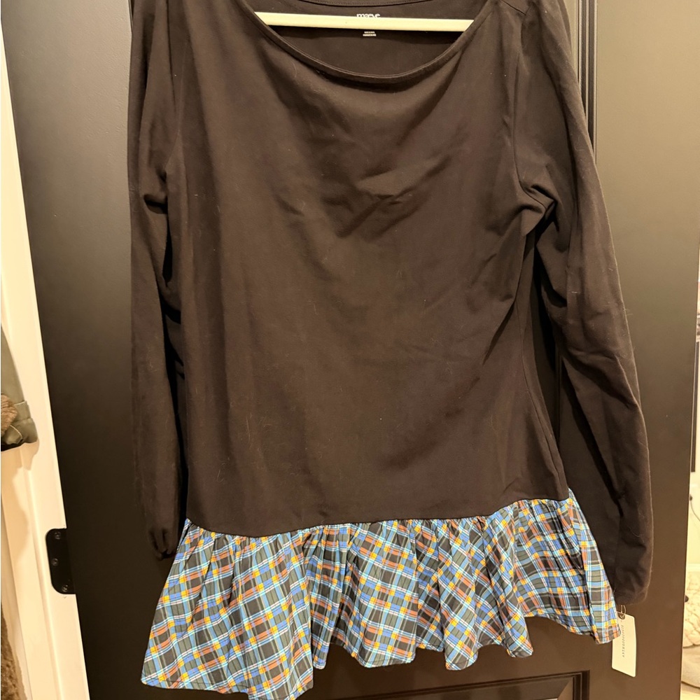 Maeve Blue Plaid Shirt XL